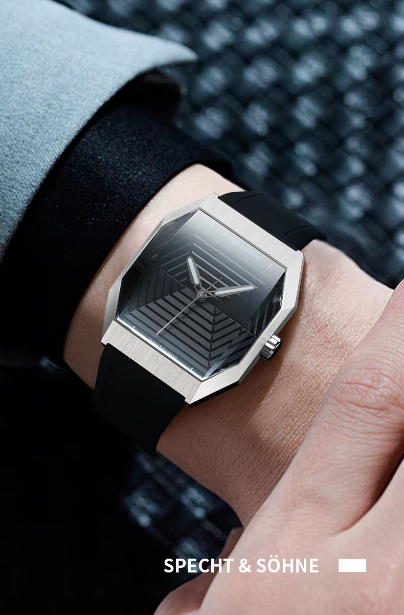 SpecPrint& Söhne-Montre carrée en acier inoxydable pour homme