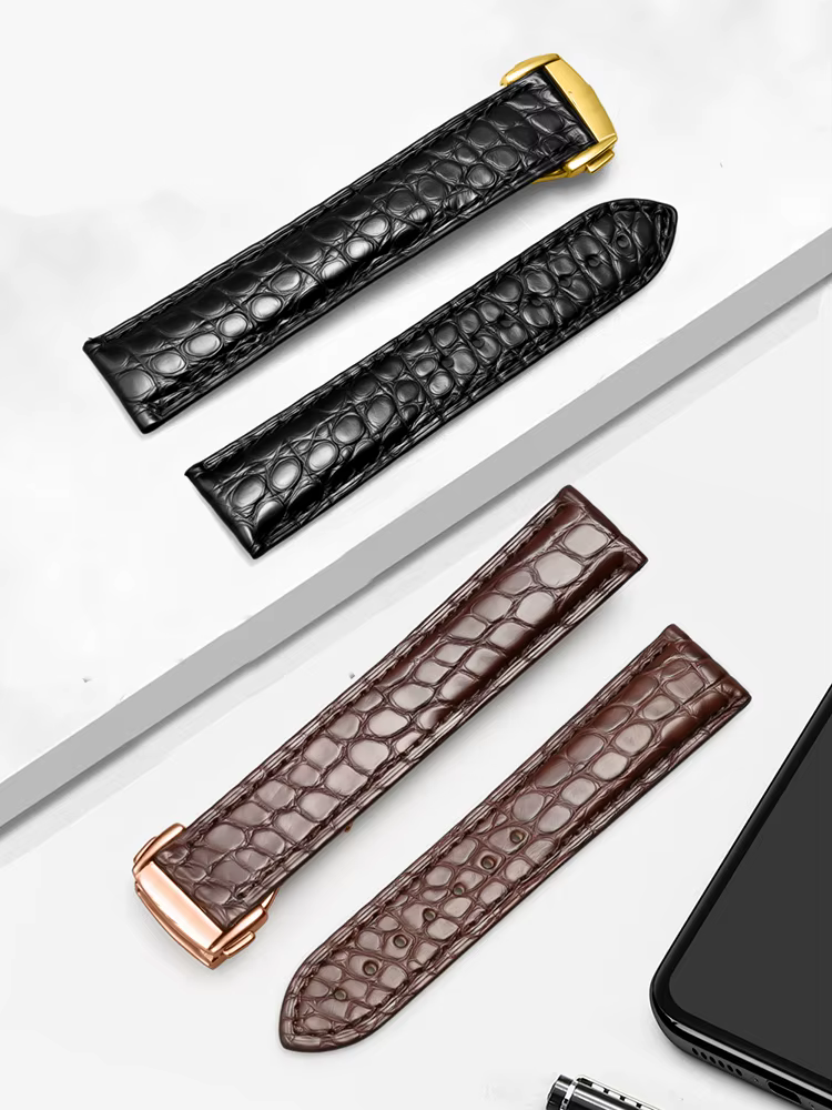 Bracelet de montre en cuir véritable de crocodile