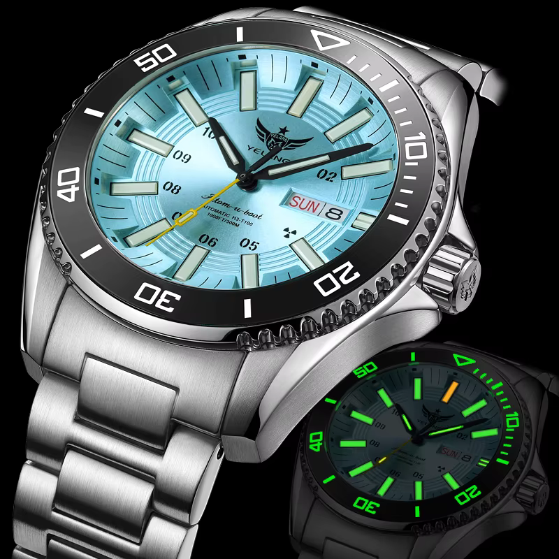 YELANG – montre militaire pour homme, accessoire de Sport, de plongée, de luxe, automatique, mécanique, saphir lumineux, étanche à 300M, 44MM