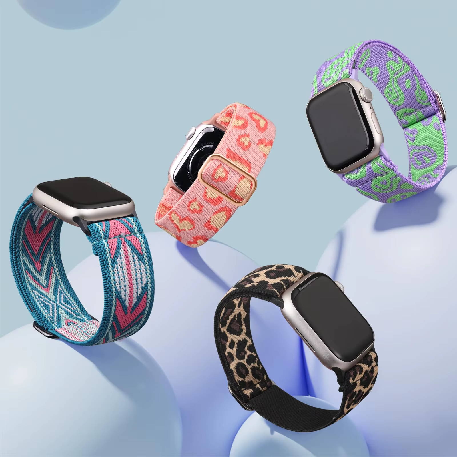 Bracelet de montre en nylon extensible compatible avec Apple Watch 38 mm 40 mm 41 mm 42 mm 44 mm 45 mm