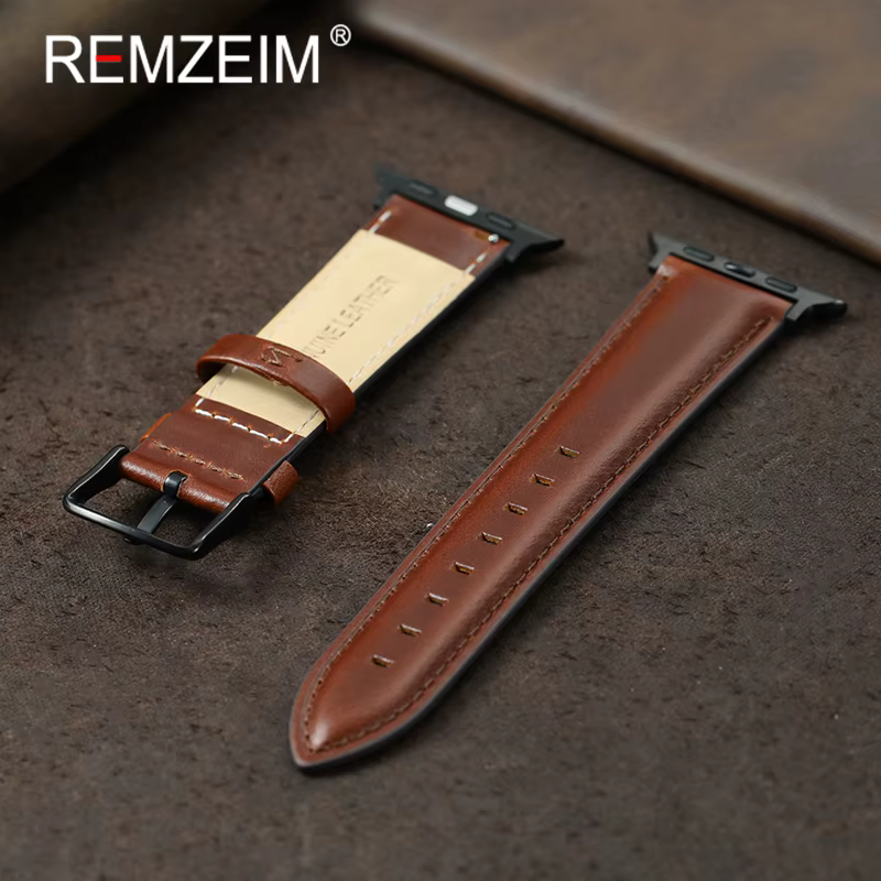 Bracelet en cuir marron noir pour Apple Watch 38/40/41/42/44/45/46/49mm