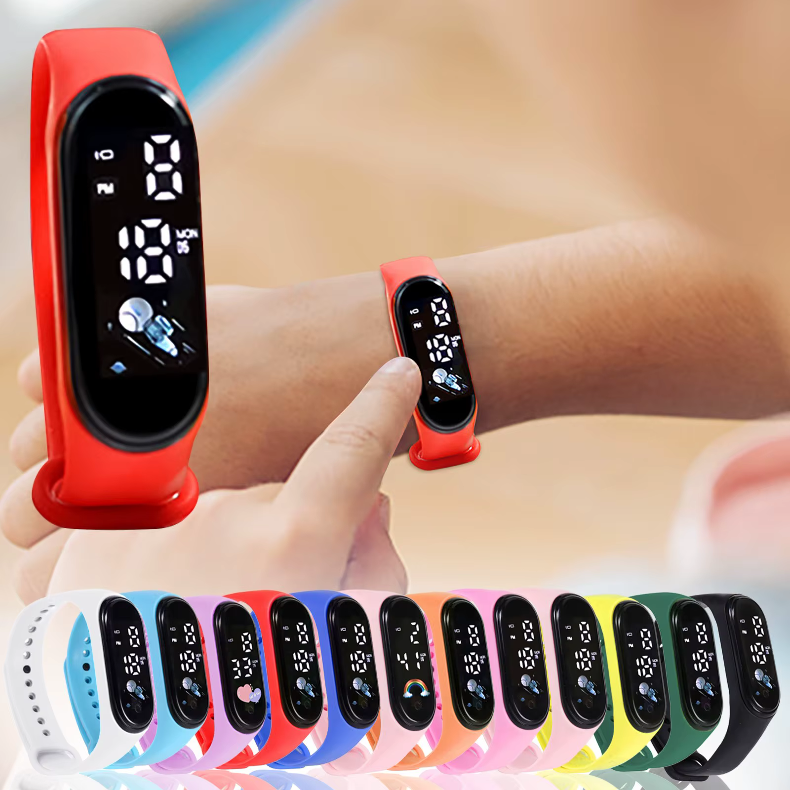 Montre intelligente étanche en silicone pour enfants