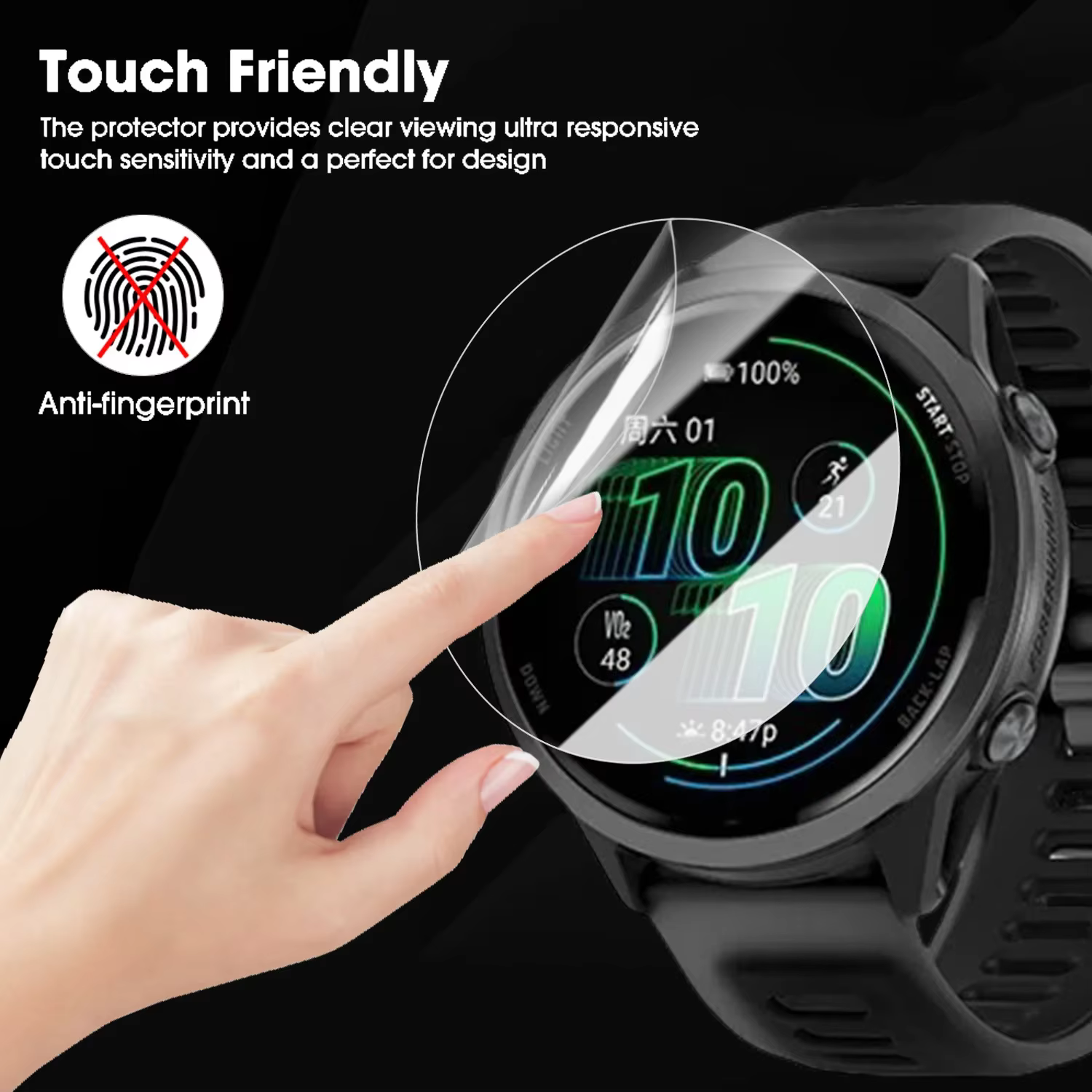 Film de protection Hydrogel pour Garmin Forerunner 965 570 955 265 265S 255S, protecteur d'écran HD pour Forerunner 965 570 42/47mm