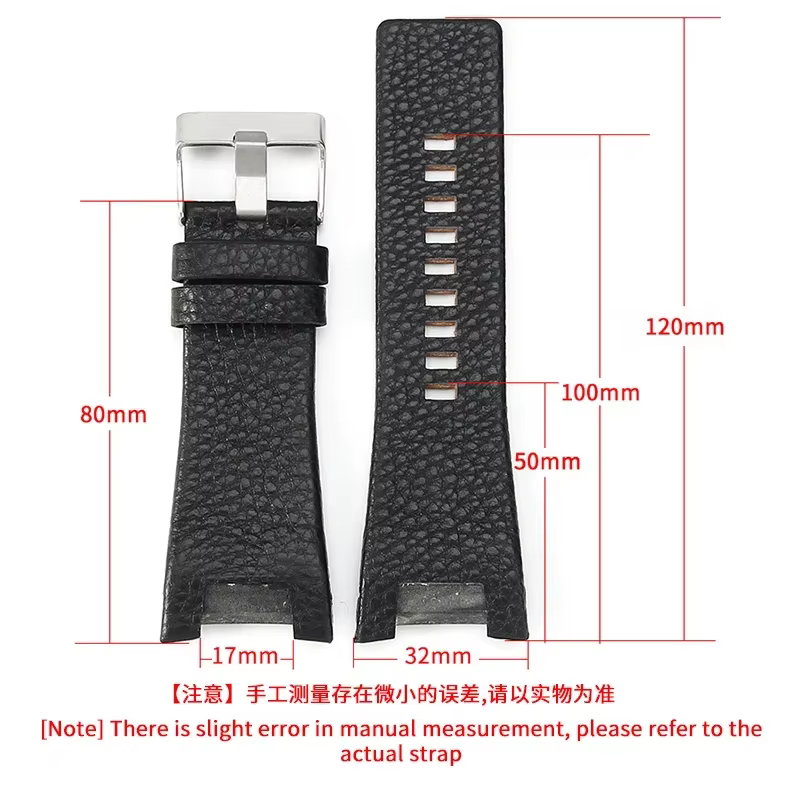 Pour montre en cuir véritable Diesel avec Interface Concave Dz4246 Dz1273 Dz1216 bracelet étanche en peau de vache à Texture exquise 32mm