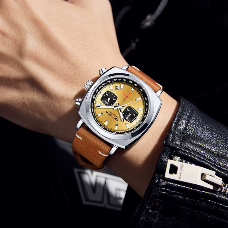 Nouvelles Montres Carrées 2026 pour Hommes – Chronographe Quartz Multifonctionnel à Trois Cadrans et Six Aiguilles