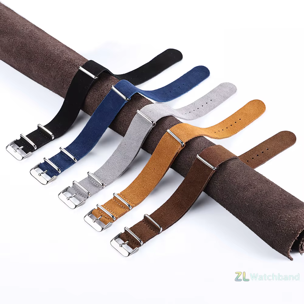 Bracelet de montre en cuir véritable suédé souple vintage 18/20/22/24 mm pour Seiko