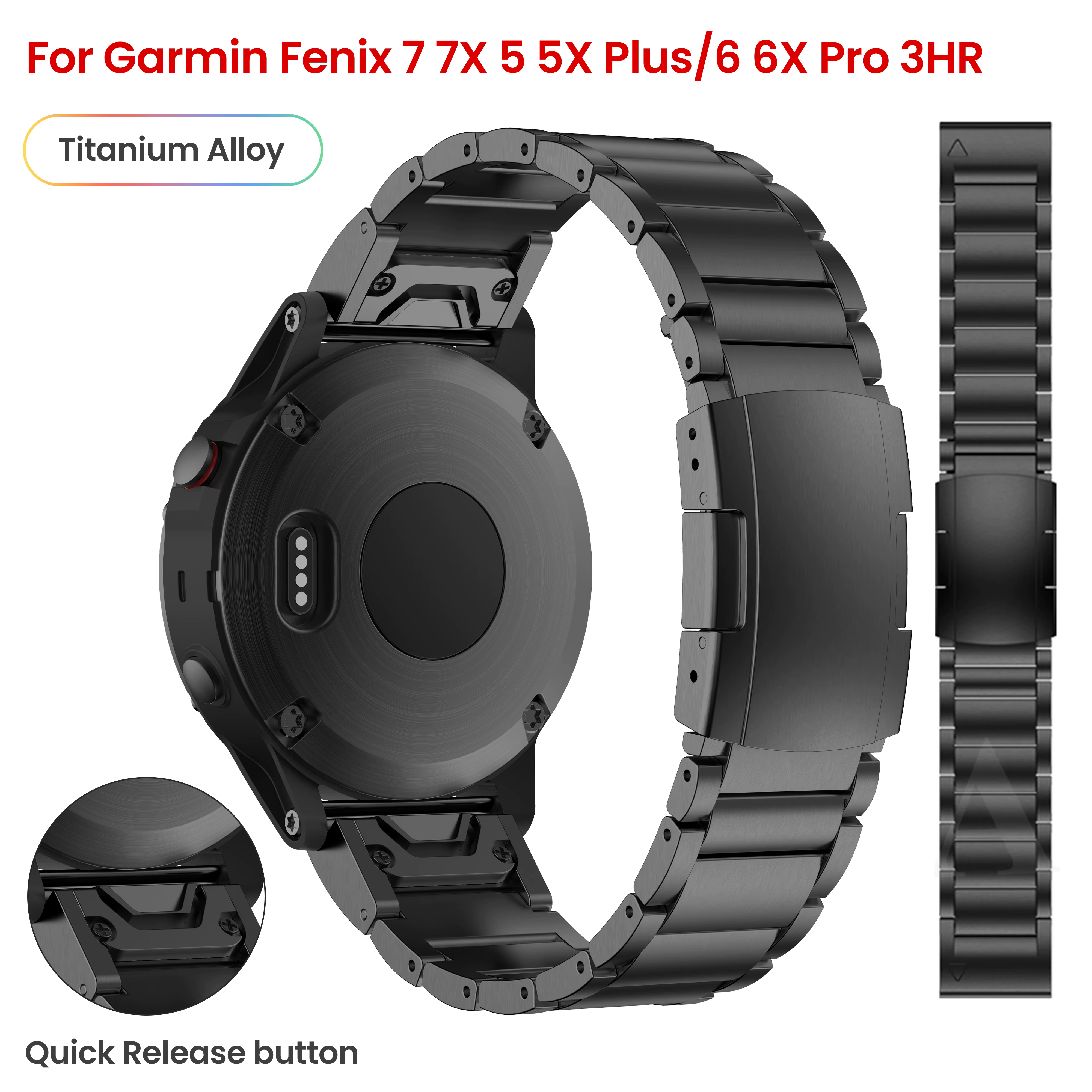 Garmin 22 26mm alliage de titane Bracelet de montre à dégagement rapide pour Fenix5 5XPlus 6 6XPro 7Pro 7XPro