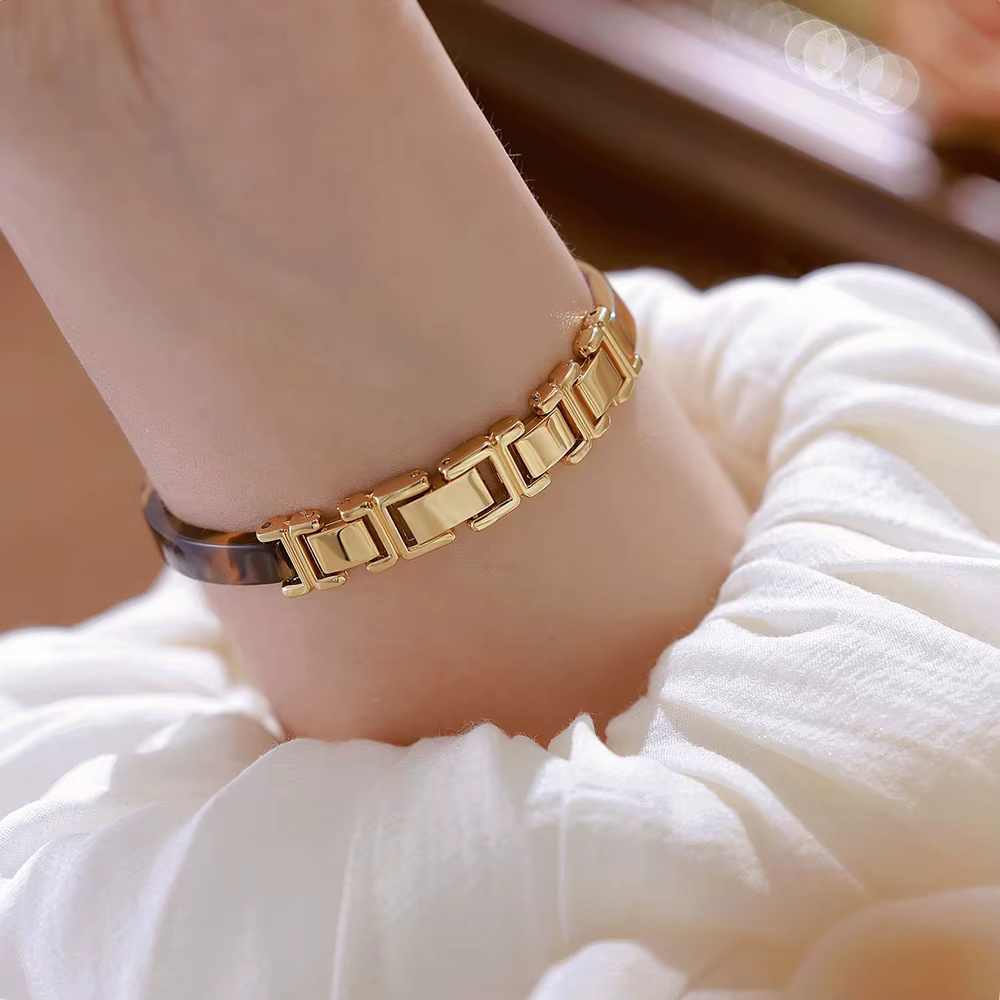 Bee Sister dames montres nouveau 2025 luxe écaille de tortue ambre montres pour femme Vintage Bracelet montre-Bracelet carré
