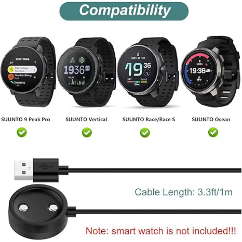 Chargeur magnétique USB pour montre connectée SUUNTO 9 Peak Pro/Vertical/Race/Race S/Ocean