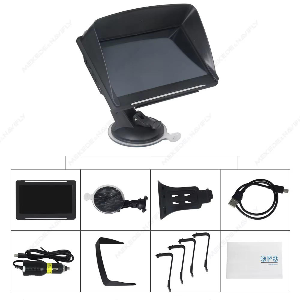 Navigation GPS pour voiture, écran tactile de 7 pouces, navigateur GPS européen, pare-soleil pour camion, carte Sat Nav, navigateurs GPS, Support TF, musique, vidéo FM