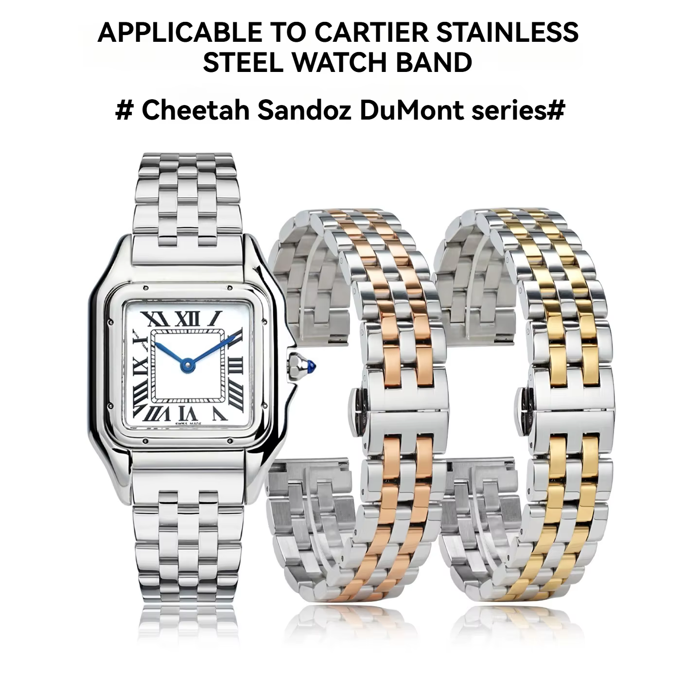 Bracelet en métal en acier inoxydable pour Cartier Panthere Santos Dumont Tank Solo