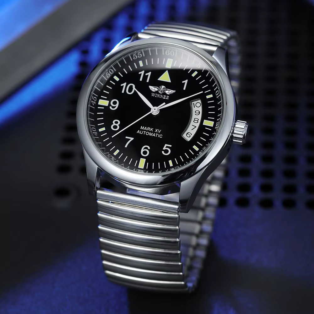 Marques de luxe gagnant champ pilote montre pour homme en acier inoxydable mouvement automatique horloge haute qualité plongeur mâle montre-bracelet copie