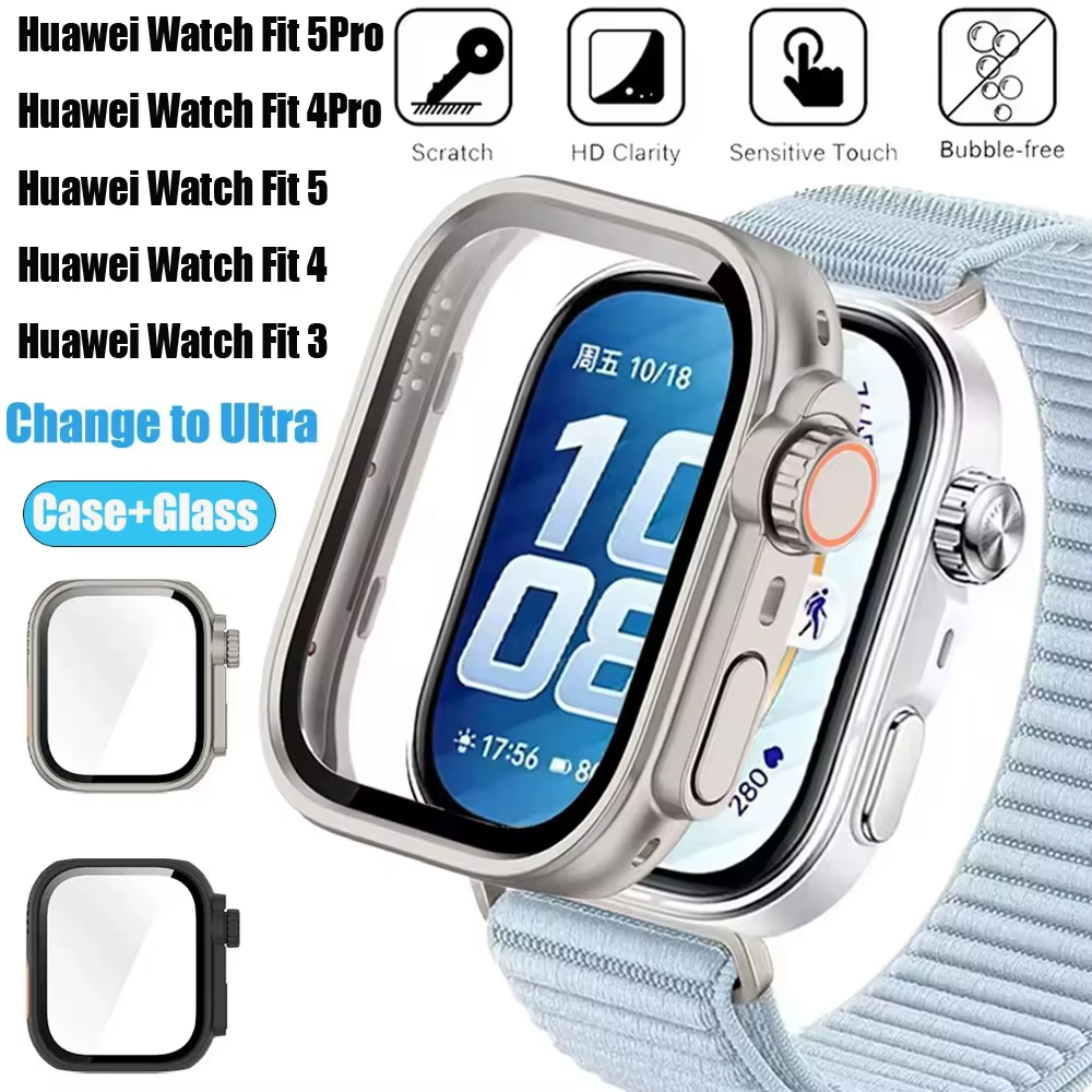 Boîtier PC haut de gamme + verre de protection pour Huawei Watch Fit 4-5 Pro