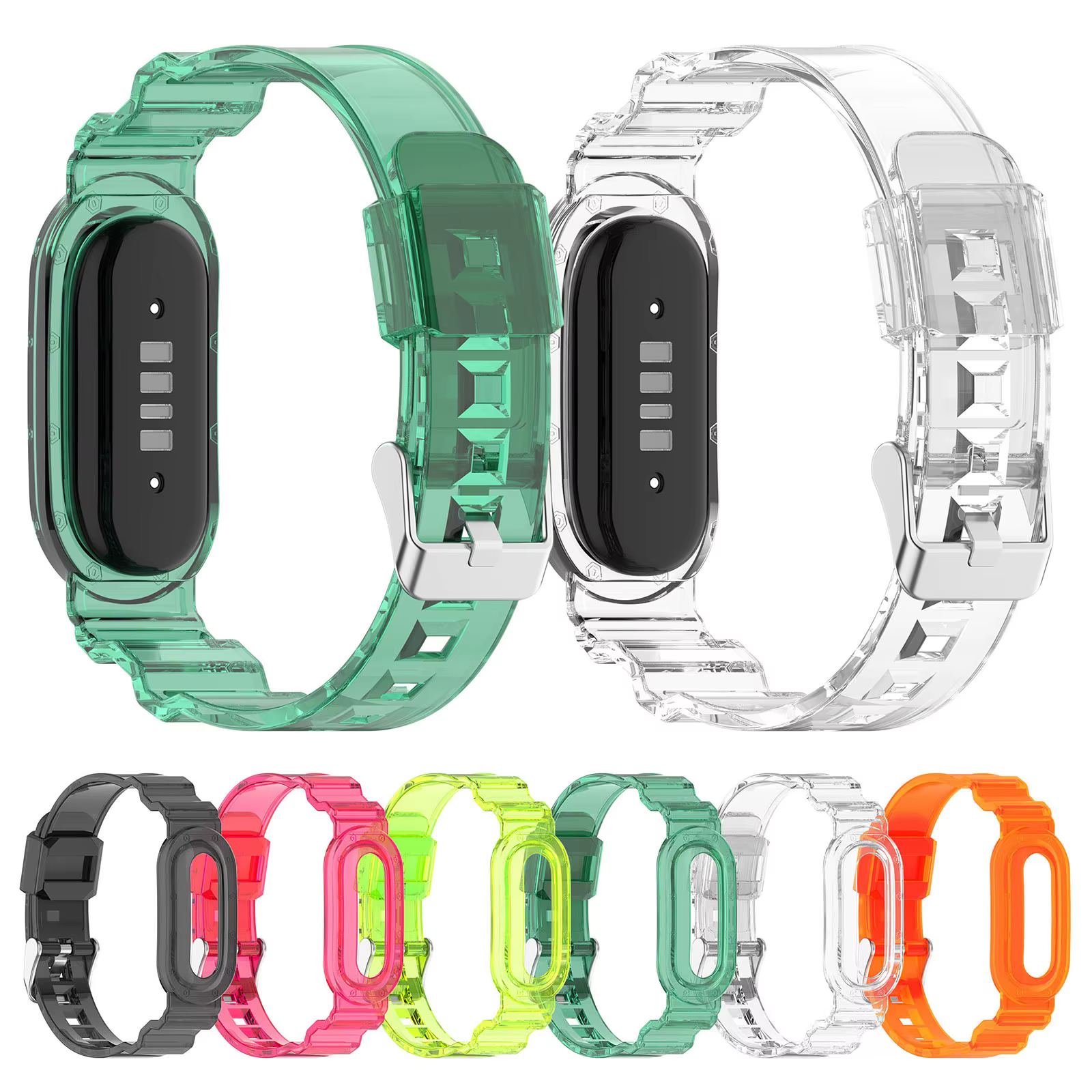 Bracelet de montre en TPU transparent avec étui de protection antichoc