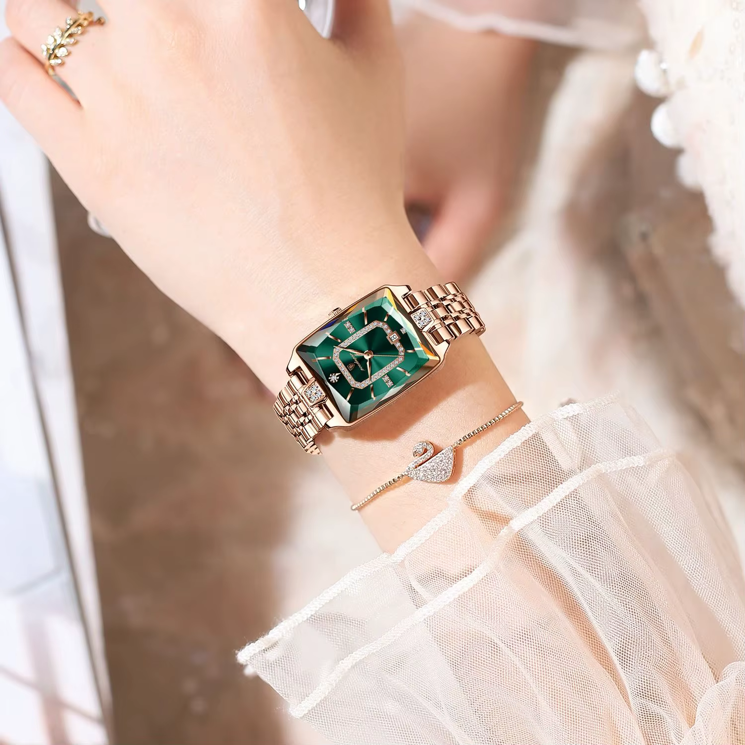POEDAGAR montre de luxe pour femme calendrier étanche haute qualité dames