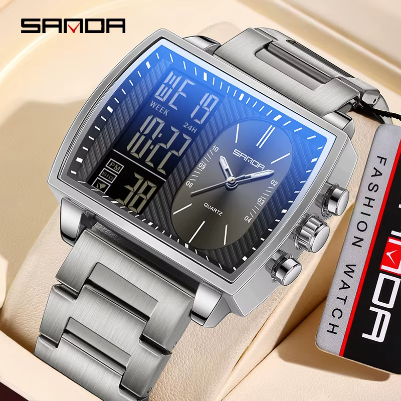 Montre-bracelet rectangulaire pour hommes