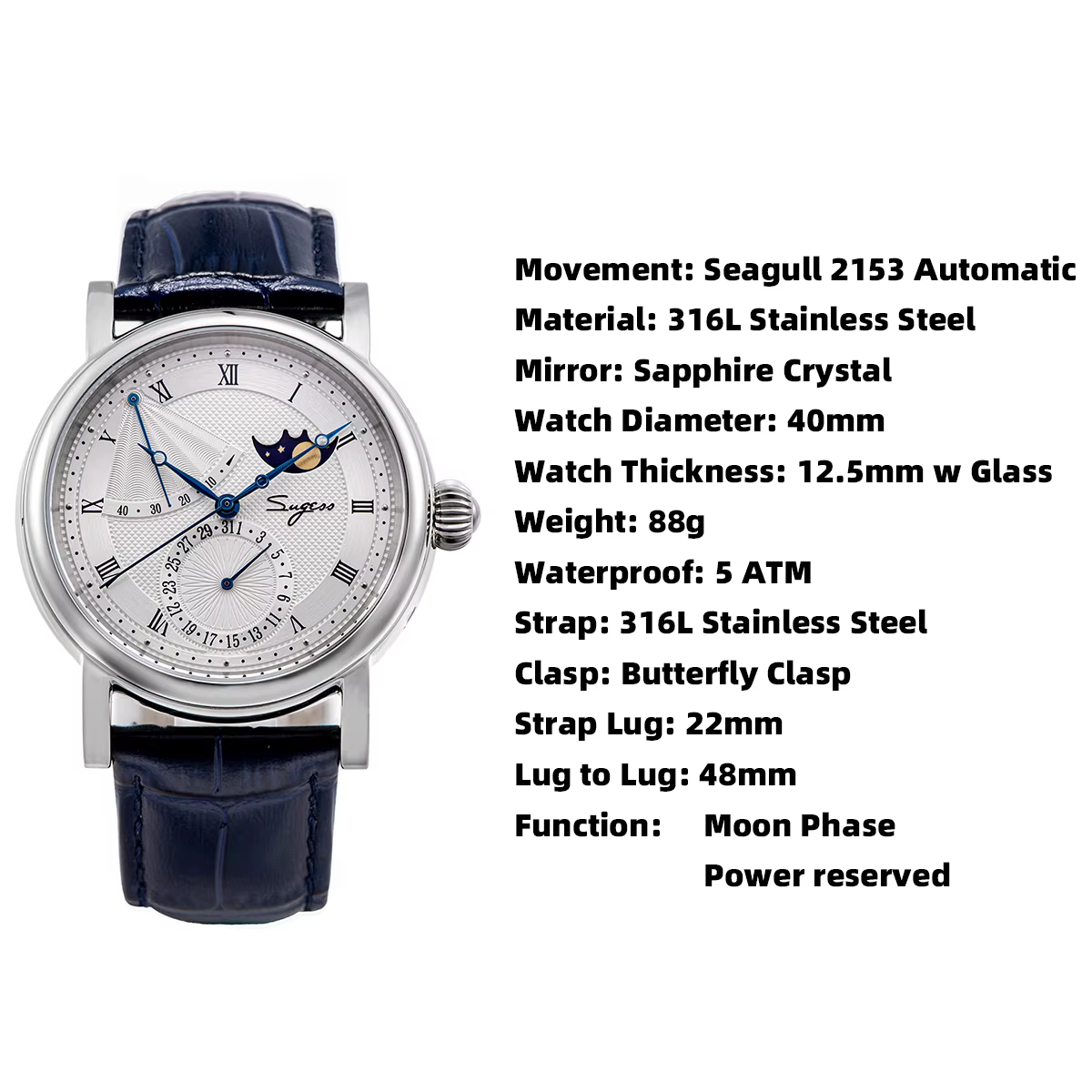 Sugess-Montre Mécanique existent pour Homme