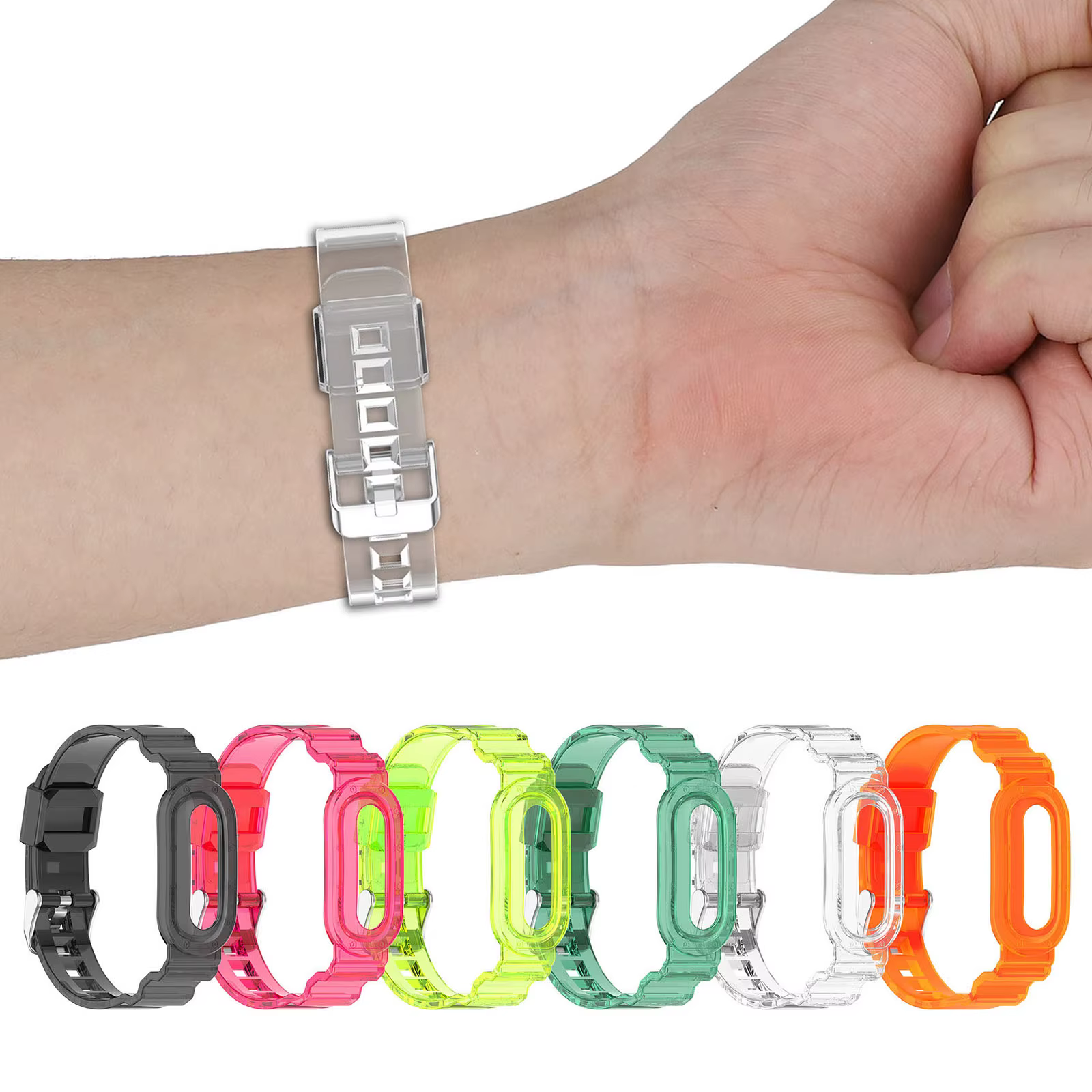 Bracelet de montre en TPU transparent avec étui de protection antichoc