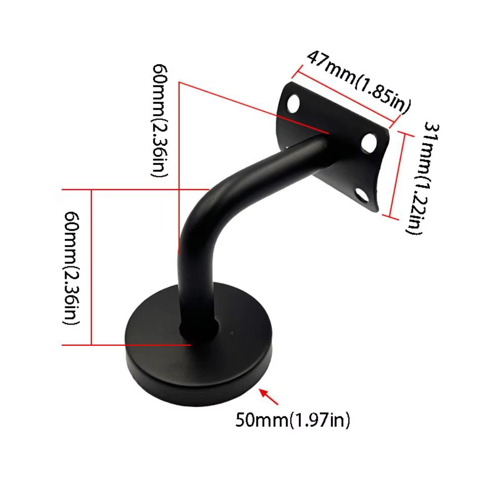 Support de main courante en acier inoxydable, fixation murale, robuste, haute qualité, finition noire, accessoire pour garde-corps d'escalier