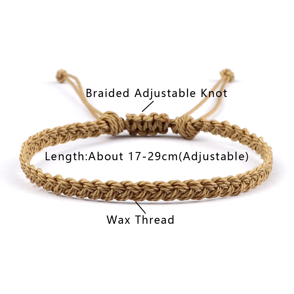 Bracelets en corde de cire tressée à la main pour femmes et hommes
