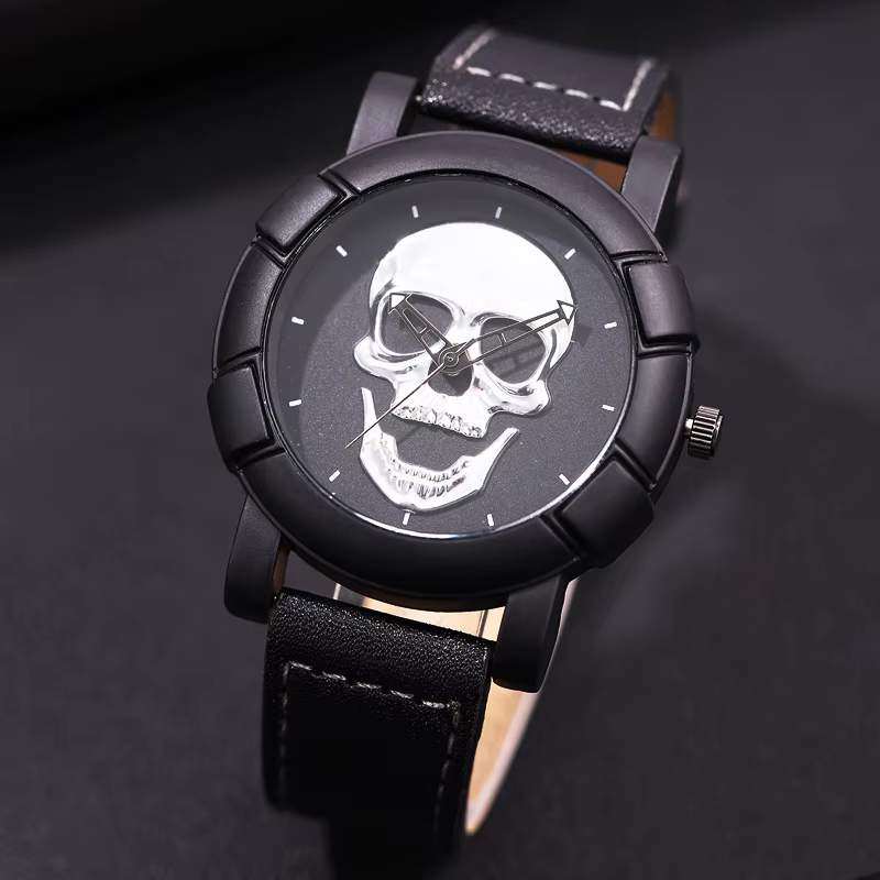 Montre-bracelet à quartz en cuir pour homme