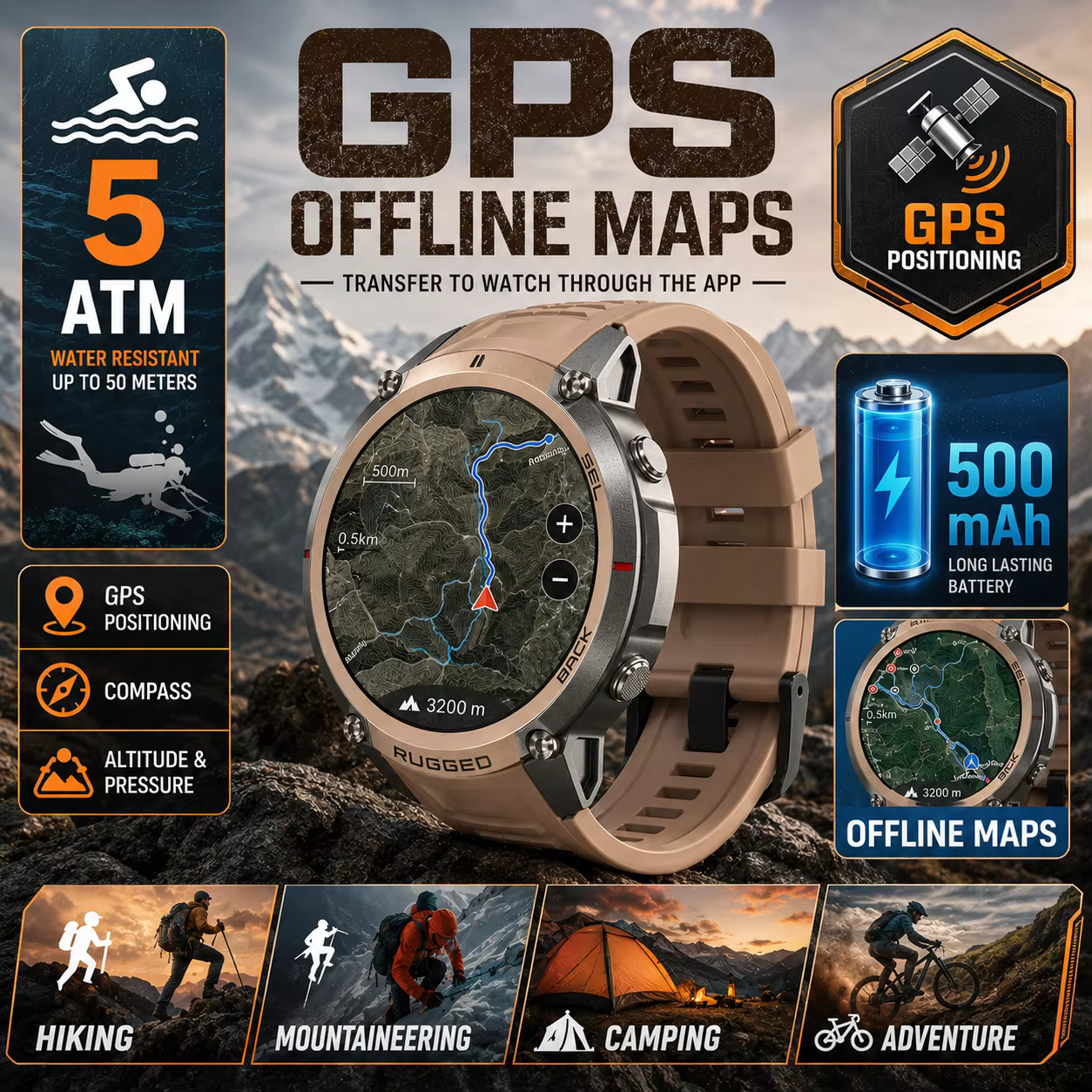 Montre connectée GPS de plein air LIGE