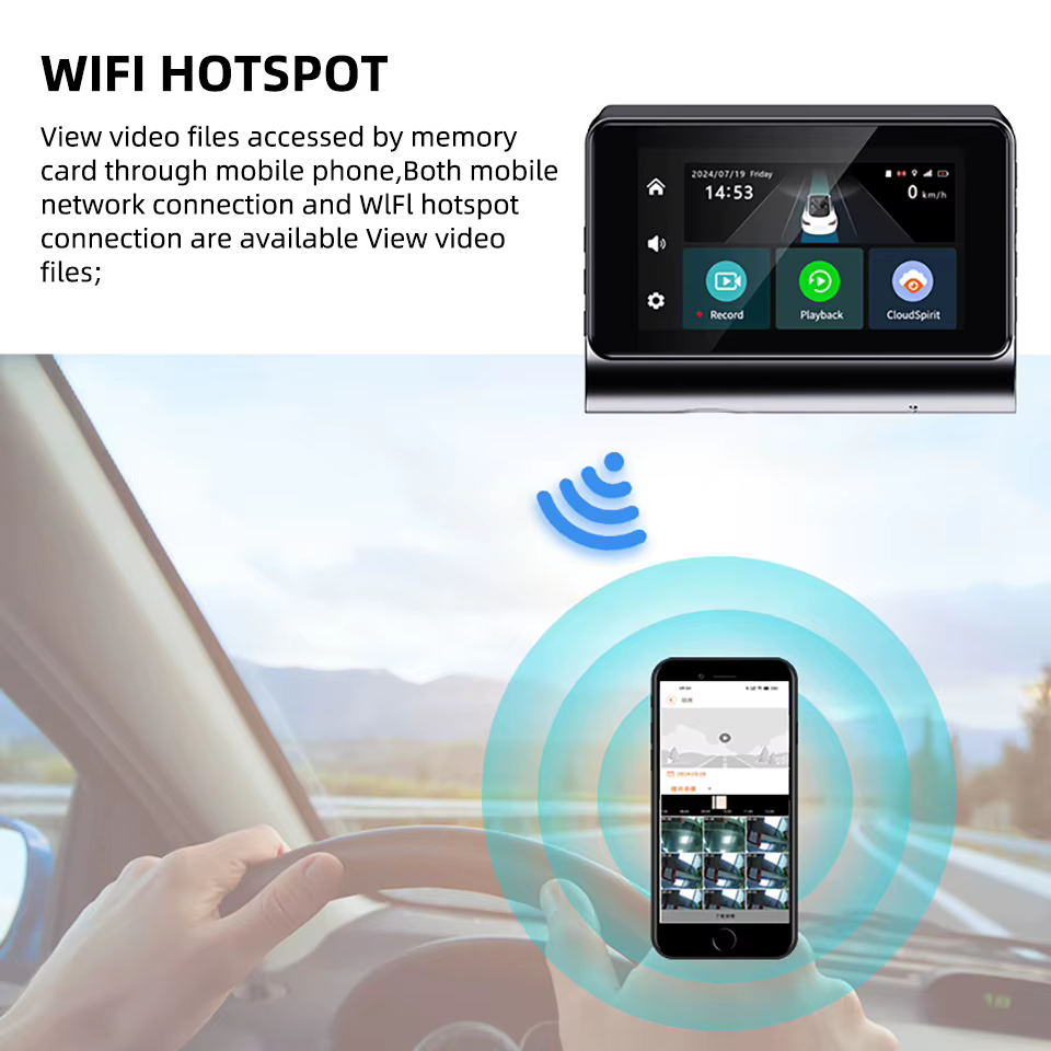Caméra embarquée ACCEO 4G LTE GPS - Prise en charge de la visualisation en direct à distance, enregistrement Full HD avec vision nocturne, mode stationnement 24h/24 et caméra de recul 1080P