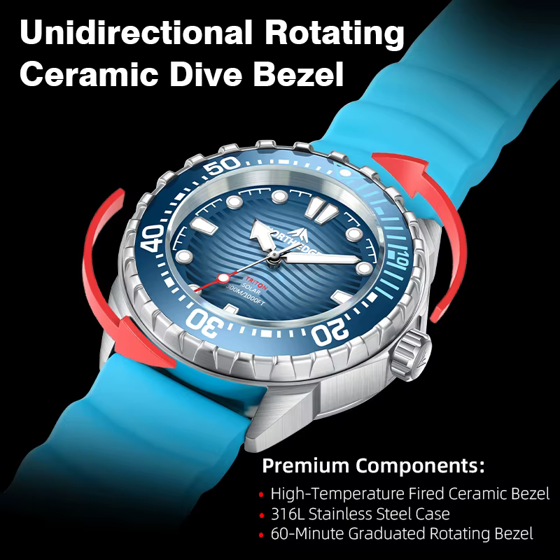 NORTH EDGE 2026 Nouvelle montre de plongée solaire TRITON pour hommes