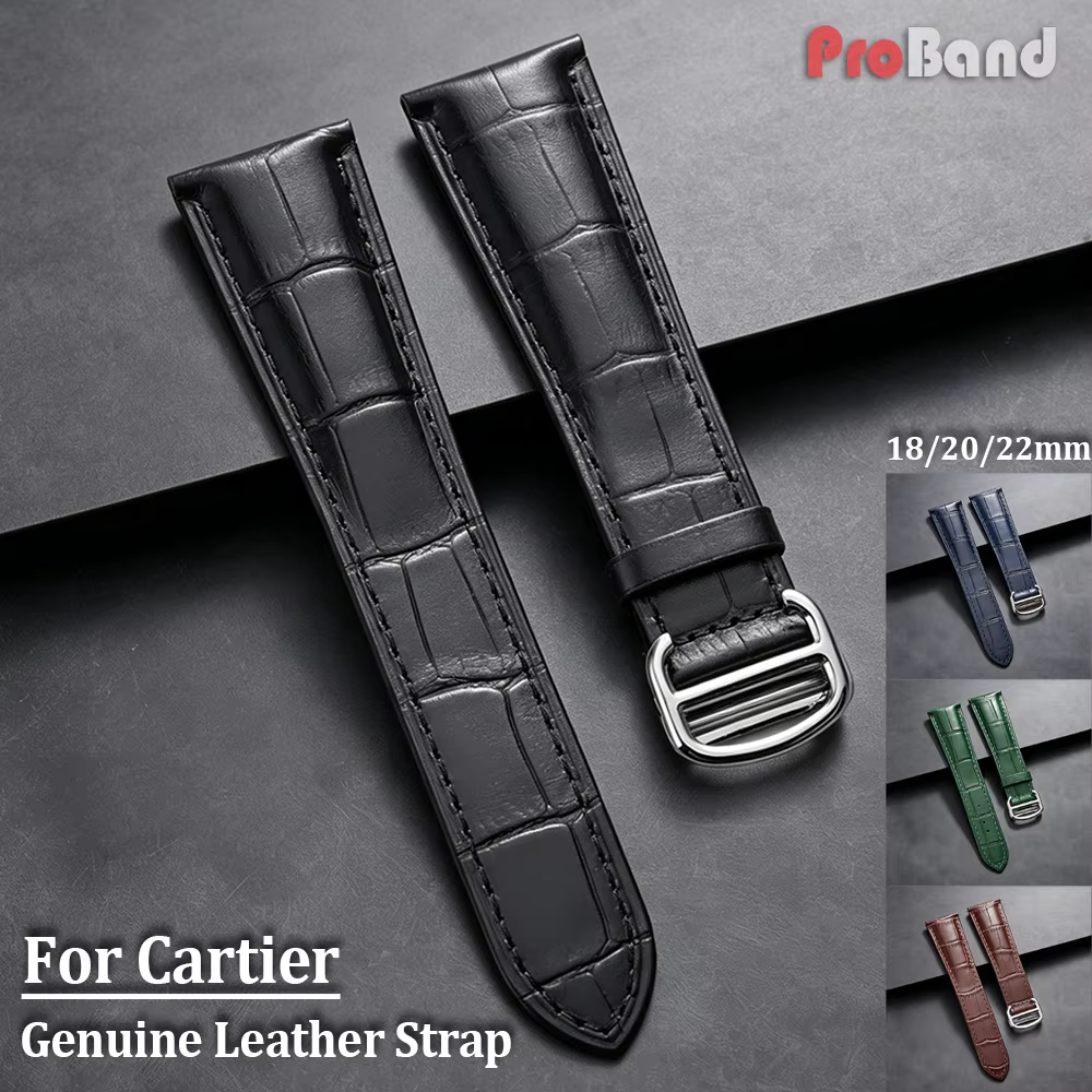 Bracelet de montre en cuir véritable pour Cartier Tank London Solo