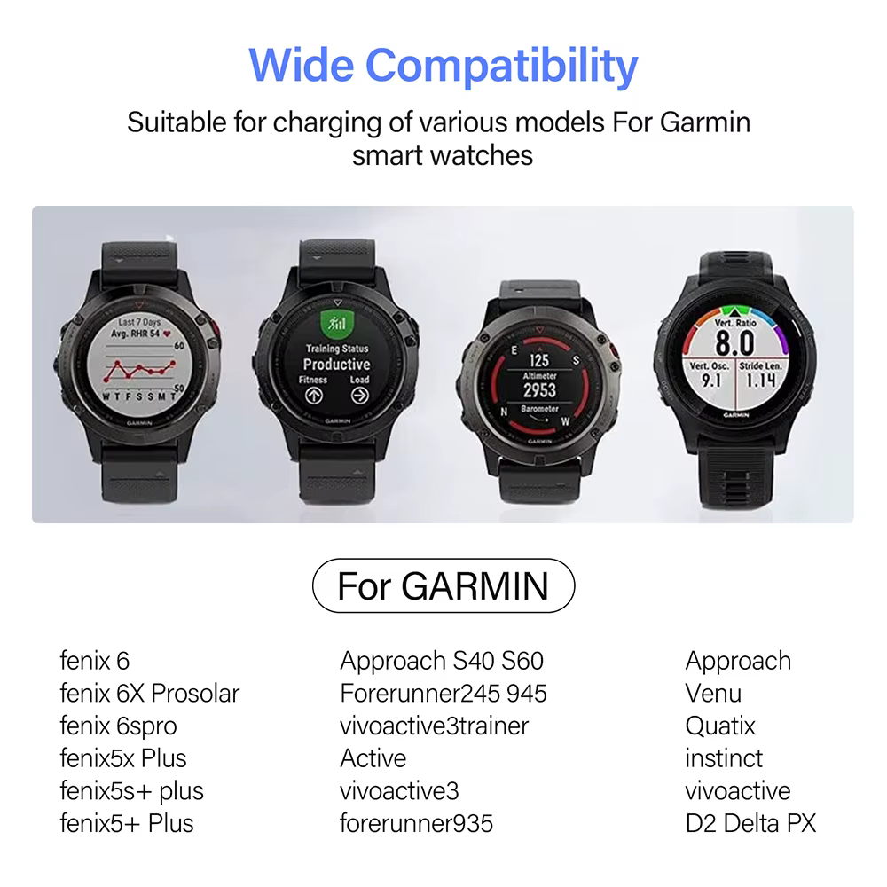 Chargeur de montre USB C compatible avec Garmin Fenix 7 7X Pro 6 6X 5 5S 5X