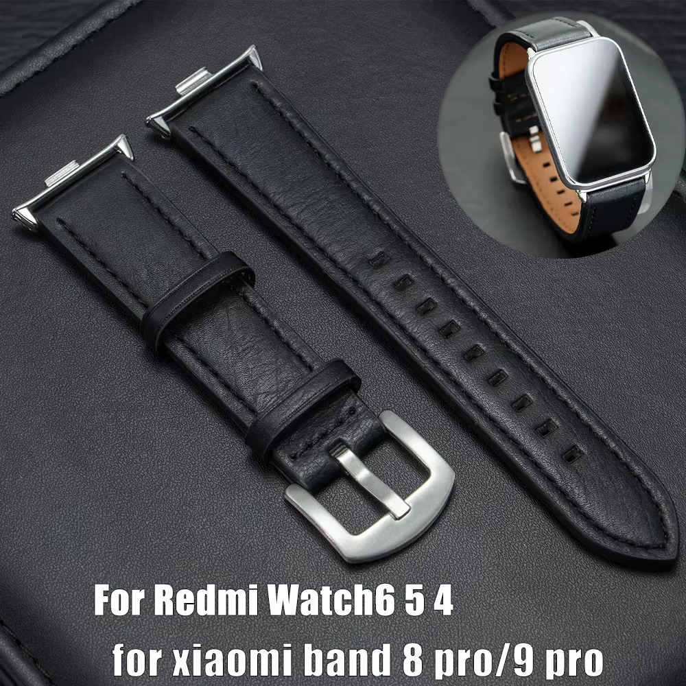 Bracelet de remplacement en cuir avec interface métallique pour montre connectée Xiaomi Redmi Watch 6 5 4
