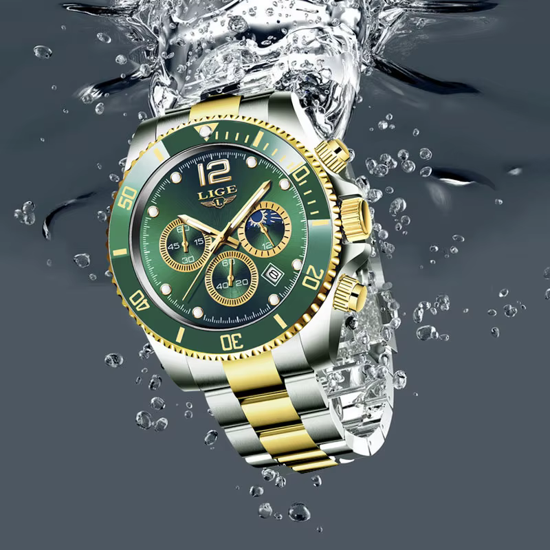 Montre de sport étanche en acier inoxydable pour homme