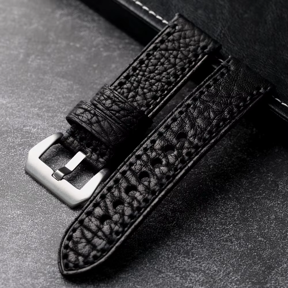 Bracelet de montre en cuir de bison nord-américain fait à la main pour homme