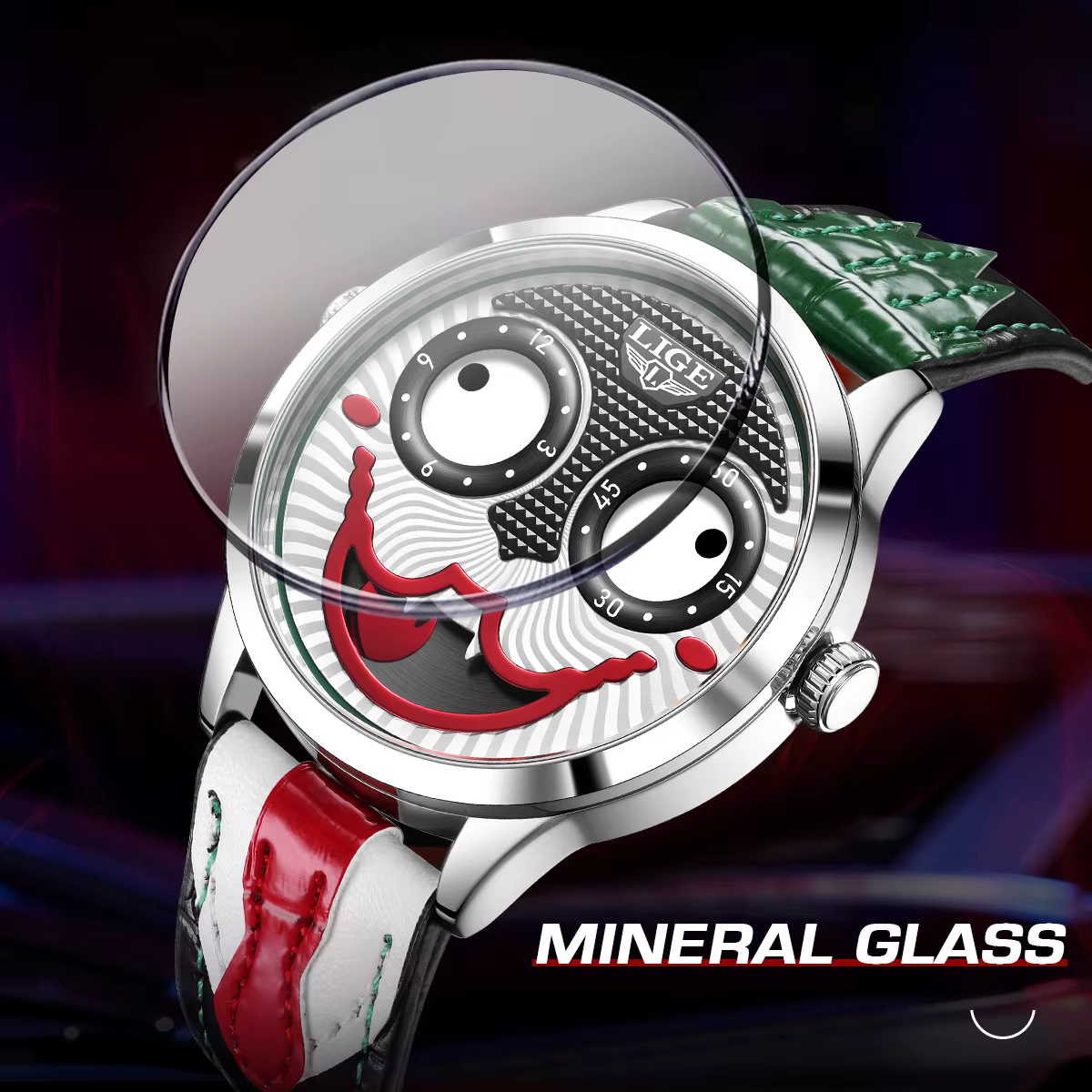LIGE 2026 nouvelle montre Clown Cool hommes mode affaires étanche en cuir Joker