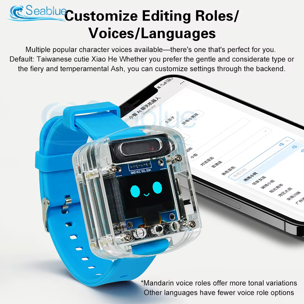 Xiaozhi AI montre vocale intelligente avec écran OLED 0.96 "Dialogue vocal AI Intelligent Kit de bricolage ESP32S3N16R8 Module bracelet en Silicone