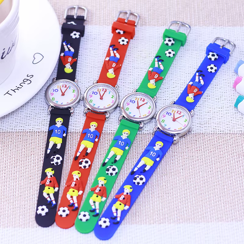 Montres de football en silicone pour enfants