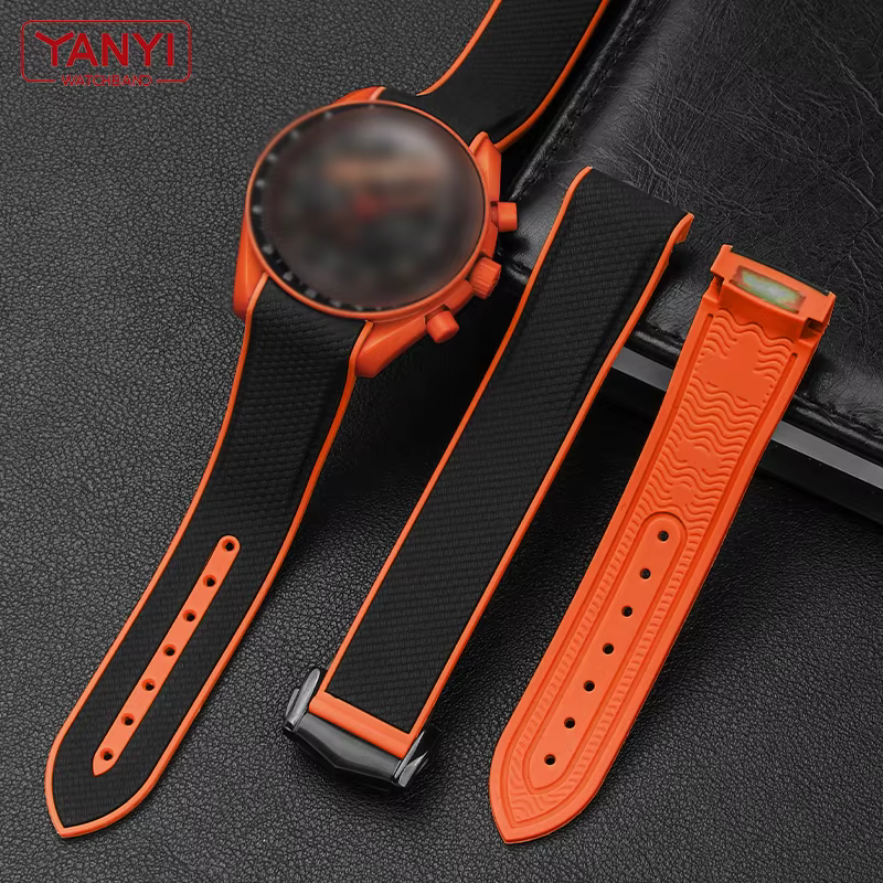Bracelet de montre en caoutchouc Orange