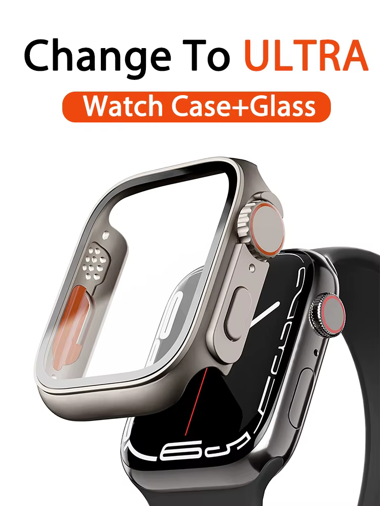 Verre + boîtier pour Apple Watch 44mm 45mm 41mm 40mm 42mm 38mm couvercle de protection d'écran changement Ultra pare-chocs iWatch série 9 8 7 SE 6 5 4