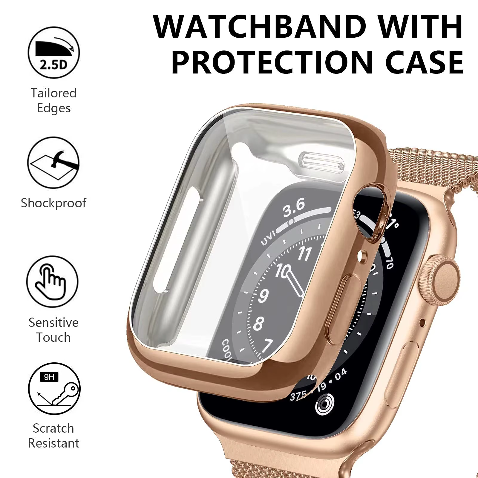 Boucle milanaise + étui pour bracelets de montre Apple 45mm 44mm 38mm-42mm 41/40mm bracelet magnétique en métal iwatch série 9 8 7 6 5 4 3 SE