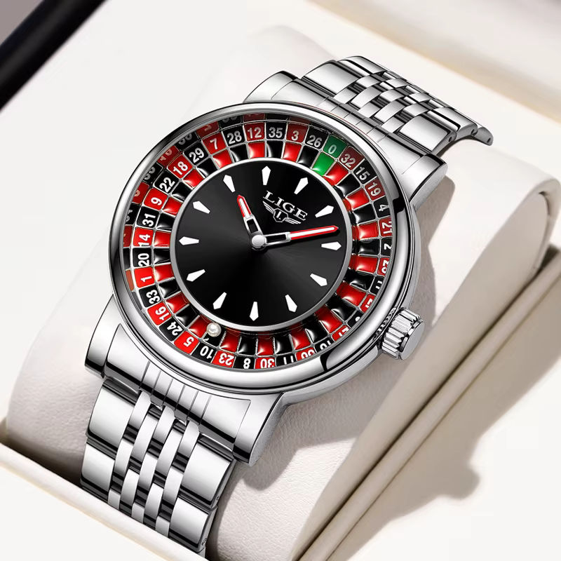 LIGE nouvelles montres de luxe créatives hommes Roulette jeu cadran mode