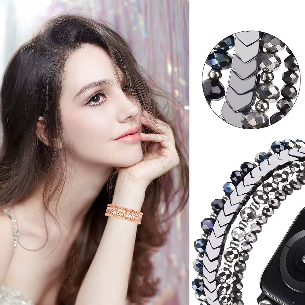 Bracelet élastique perlé fait main pour femme