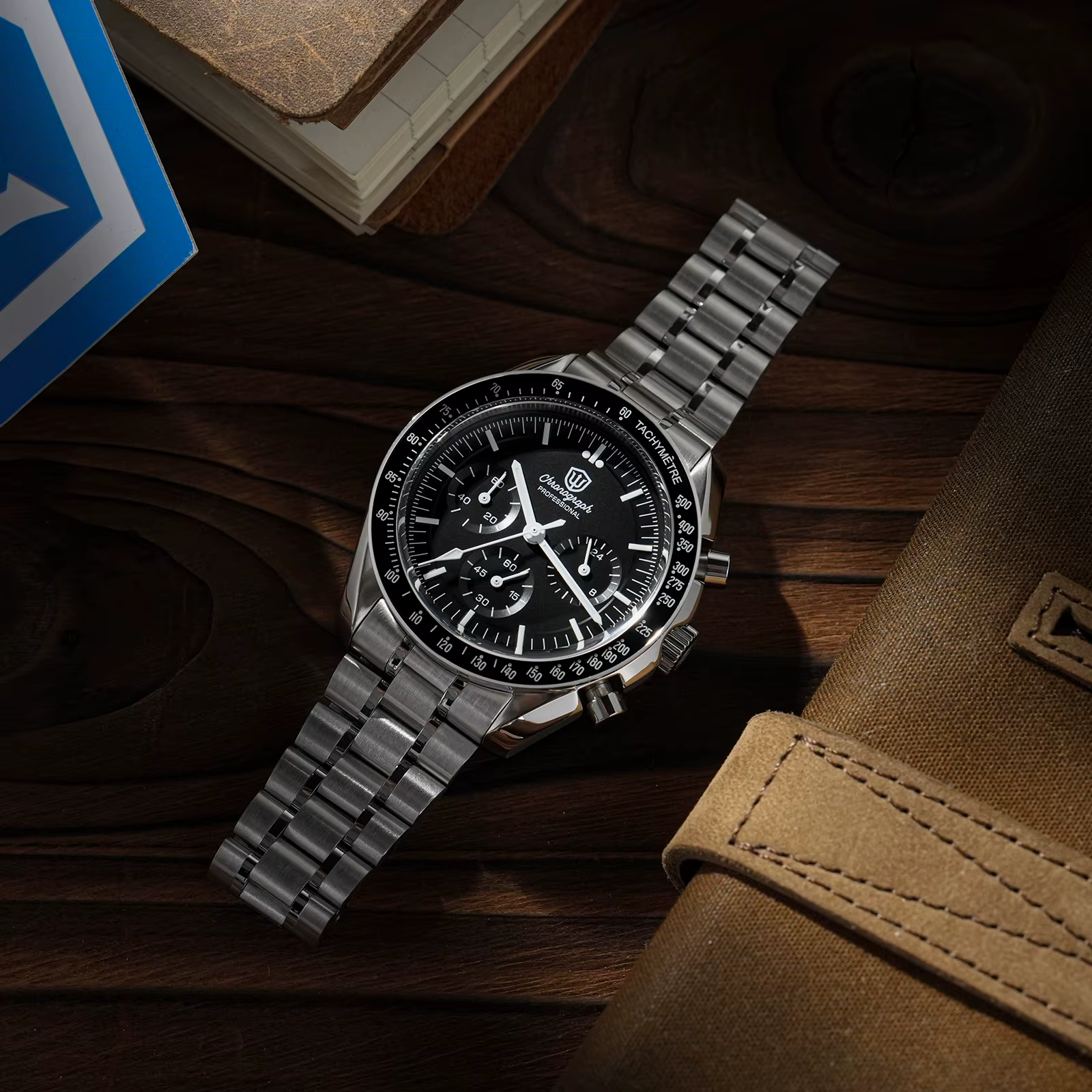 Watchdives WD1860 montres chronographe de sport VK63 montre-bracelet à Quartz Ar saphir Bgw9 acier inoxydable 200M étanche 40Mm montre