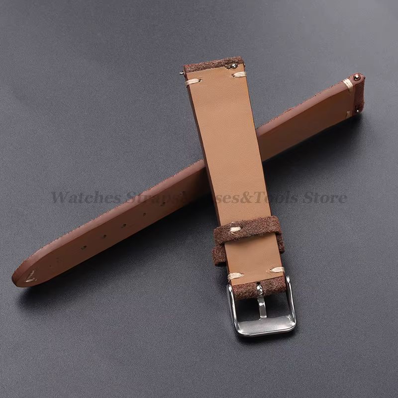 Bracelet de montre en cuir suédé véritable vintage