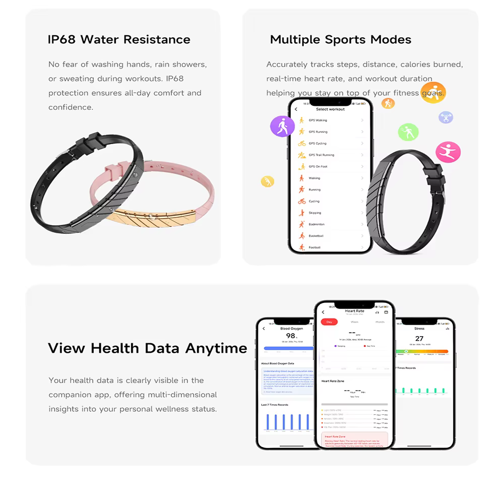 Nouveau Bracelet Connecté 2026 pour Femme avec Suivi de Santé 24h/24