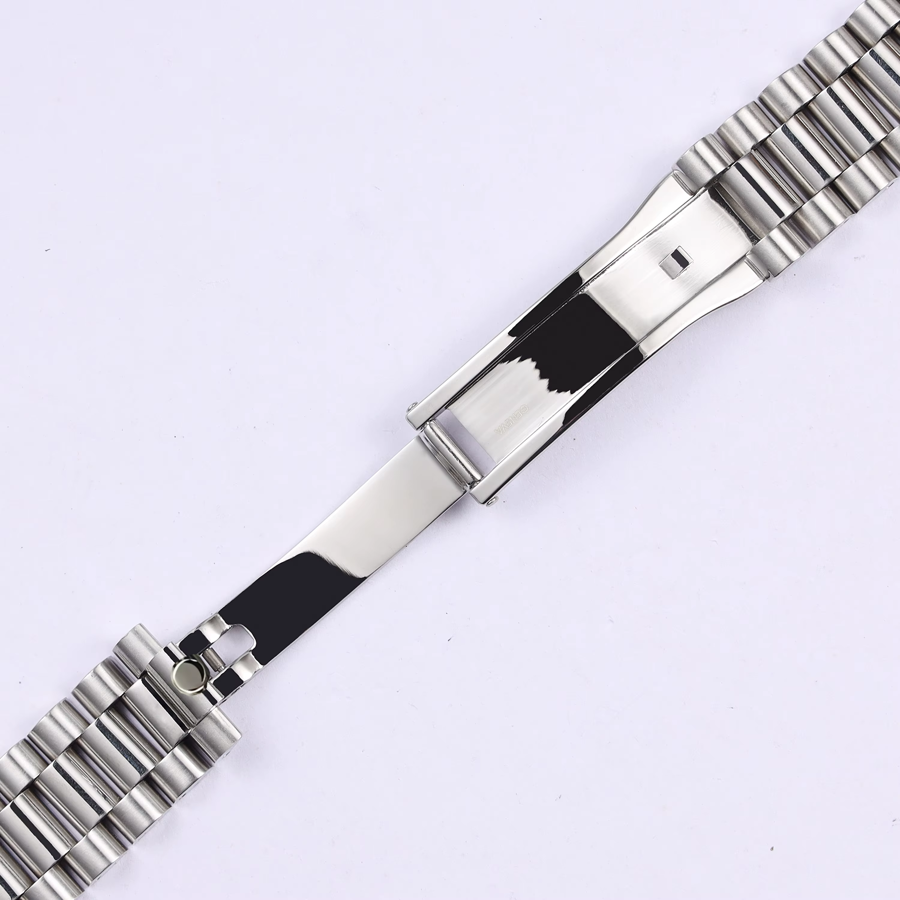 Bracelet de montre en acier inoxydable massif argenté et doré de 13