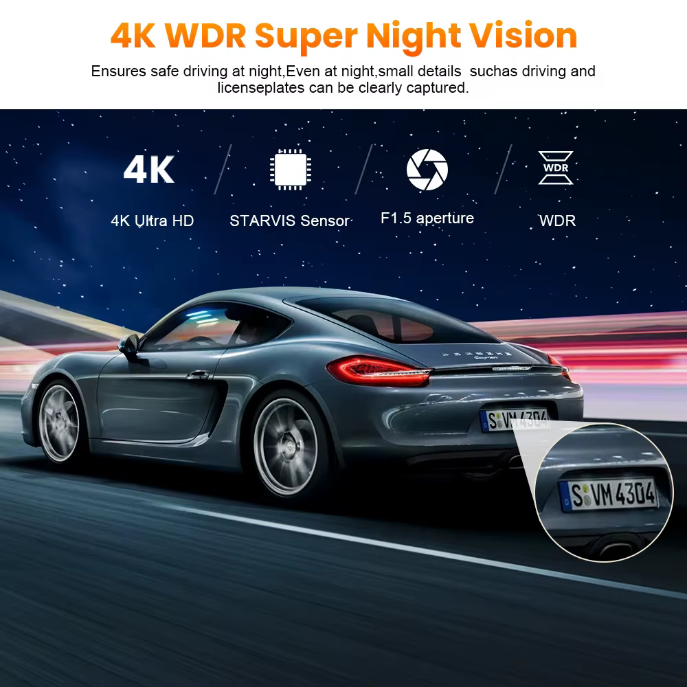 Kocam 4K WIFI GPS double caméra de tableau de bord avant et arrière pour voitures caméra voiture DVR enregistreur enregistreur vidéo Dashcam caméscope boîte noire