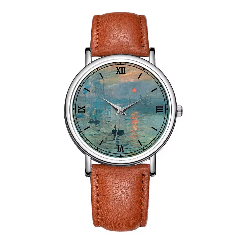 Montre à quartz pour femme C-9301 Morning Lake Fashion, cuir véritable