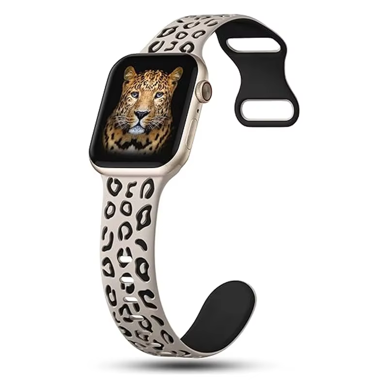 Bracelet léopard gravé pour Apple Watch Ultra2 3 bandes 49mm 44 41 40 45 38mm