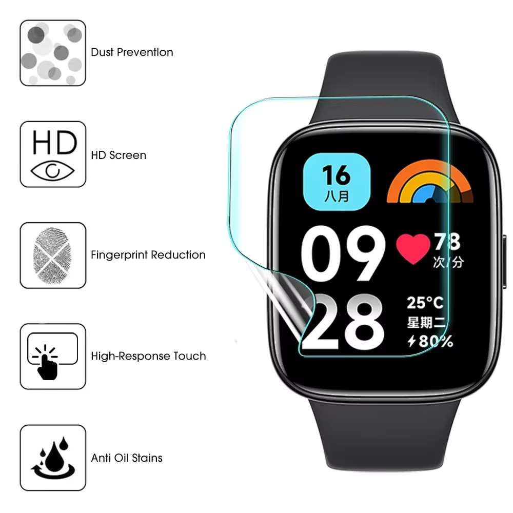 Protecteurs d'écran flexibles pour Xiaomi Redmi Watch 6 5 Active Lite HD
