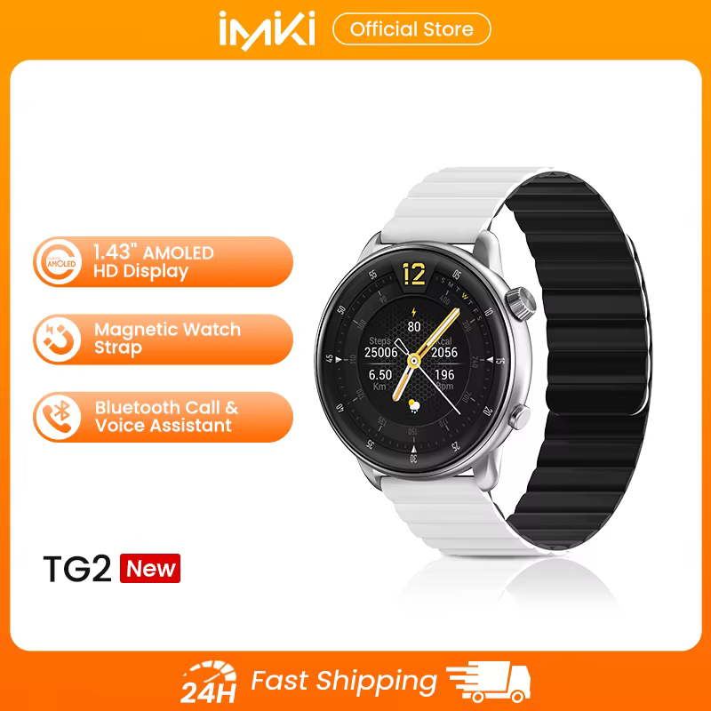 IMIKI TG2 Smartwatch 1.43 "AMOLED HD affichage étanche sport Bluetooth appel musique 3D Surround Fitness montre intelligente hommes femmes